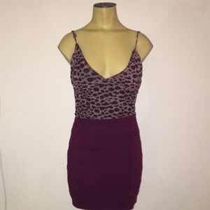 Cheetah purple print body con mini dress